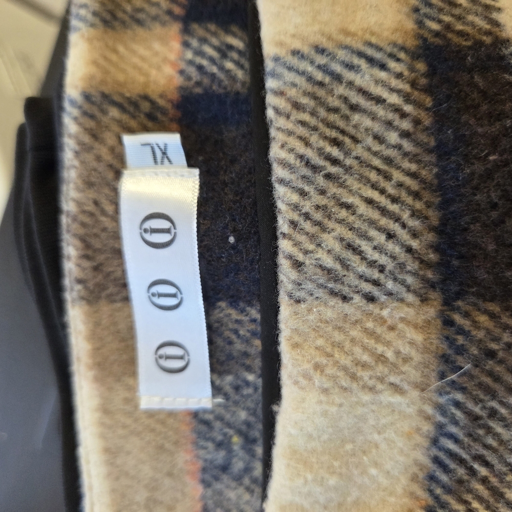 Plaid Wool Blend Skirt - Navy and Tan - Picture 4 of 5